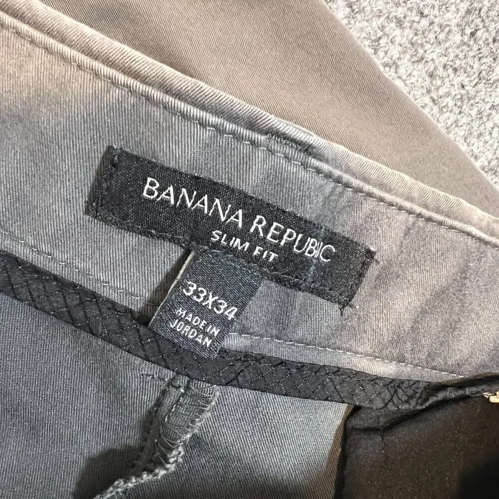 Banana Republic Pants Mens 33x34 Gray Chino Slim Fit Comfort‎ Casual Straight